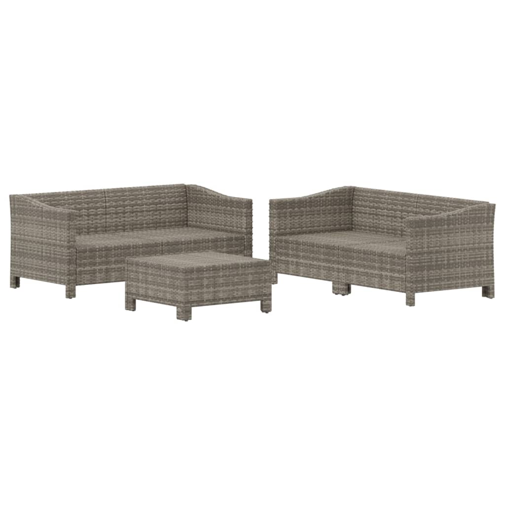 7-delige Loungeset met kussens poly rattan grijs