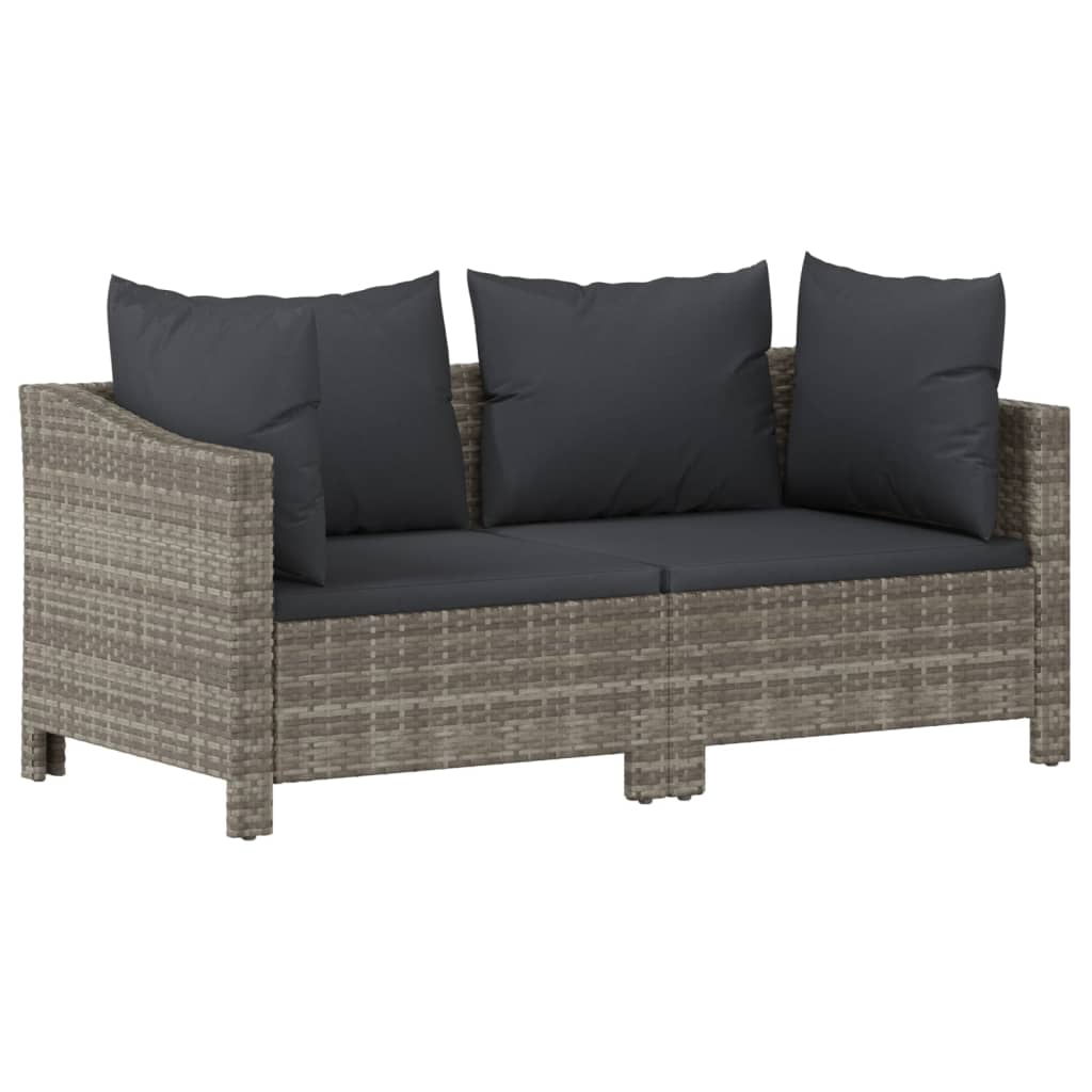 7-delige Loungeset met kussens poly rattan grijs