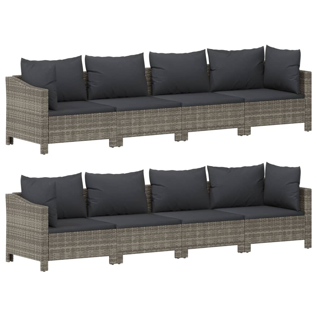 7-delige Loungeset met kussens poly rattan grijs