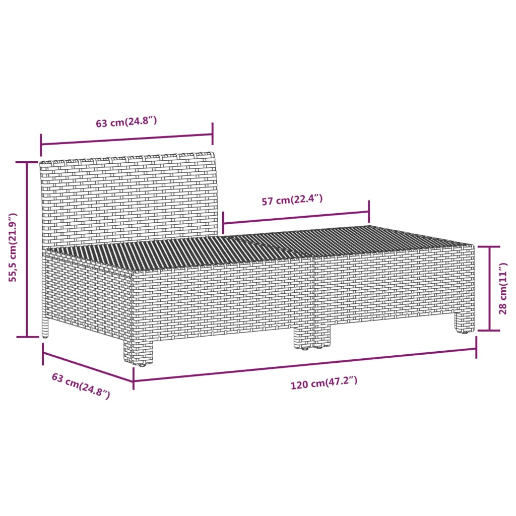 5-delige Loungeset met kussens poly rattan grijs