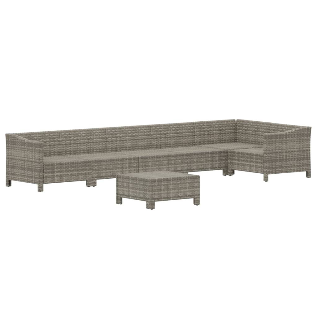 5-delige Loungeset met kussens poly rattan grijs