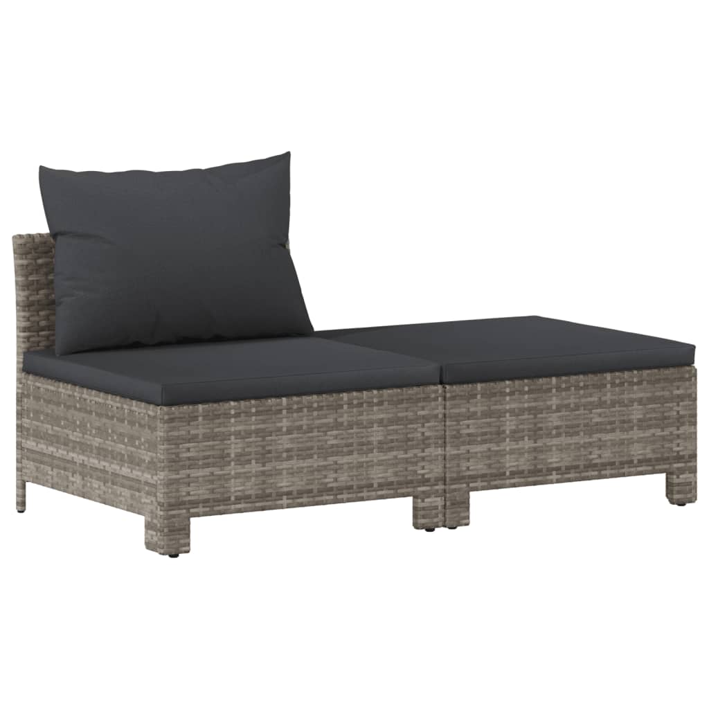 6-delige Loungeset met kussens poly rattan grijs