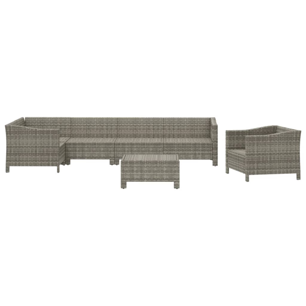 5-delige Loungeset met kussens poly rattan grijs