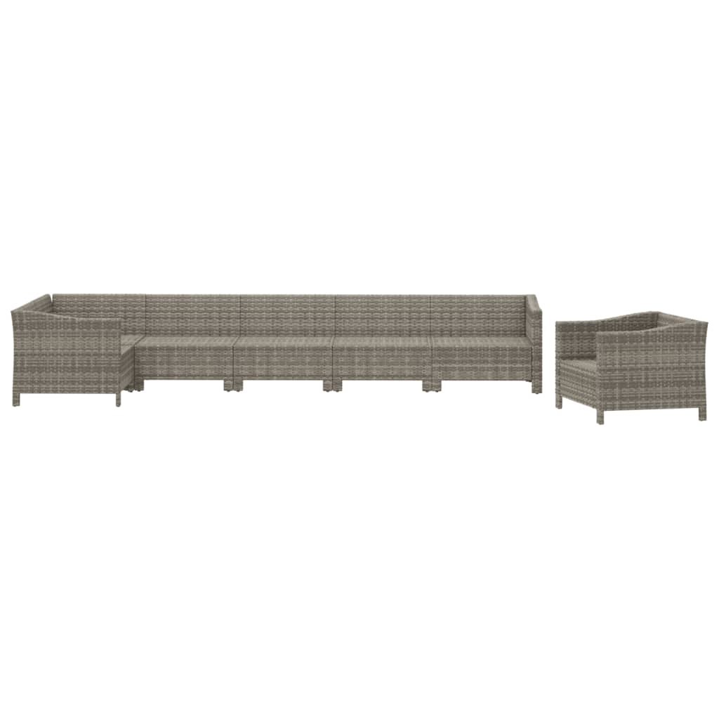 5-delige Loungeset met kussens poly rattan grijs