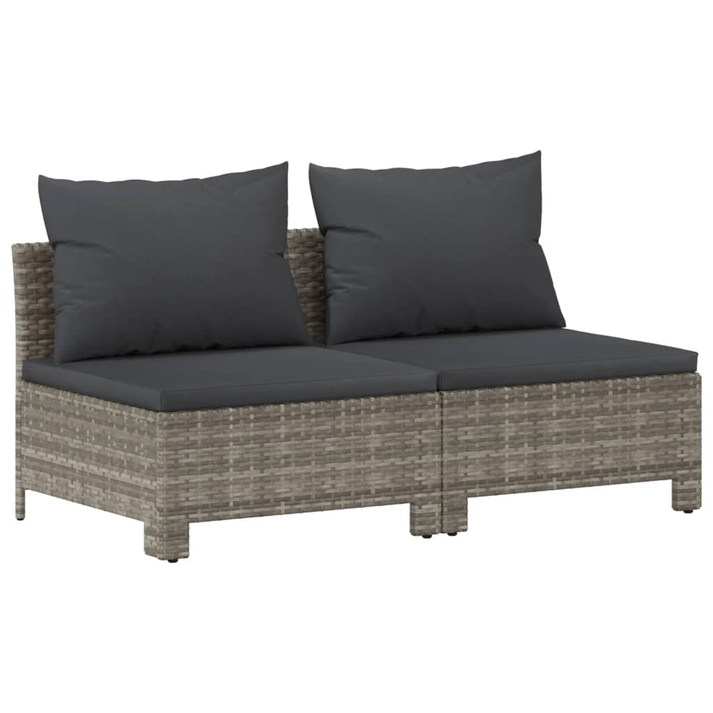 5-delige Loungeset met kussens poly rattan grijs