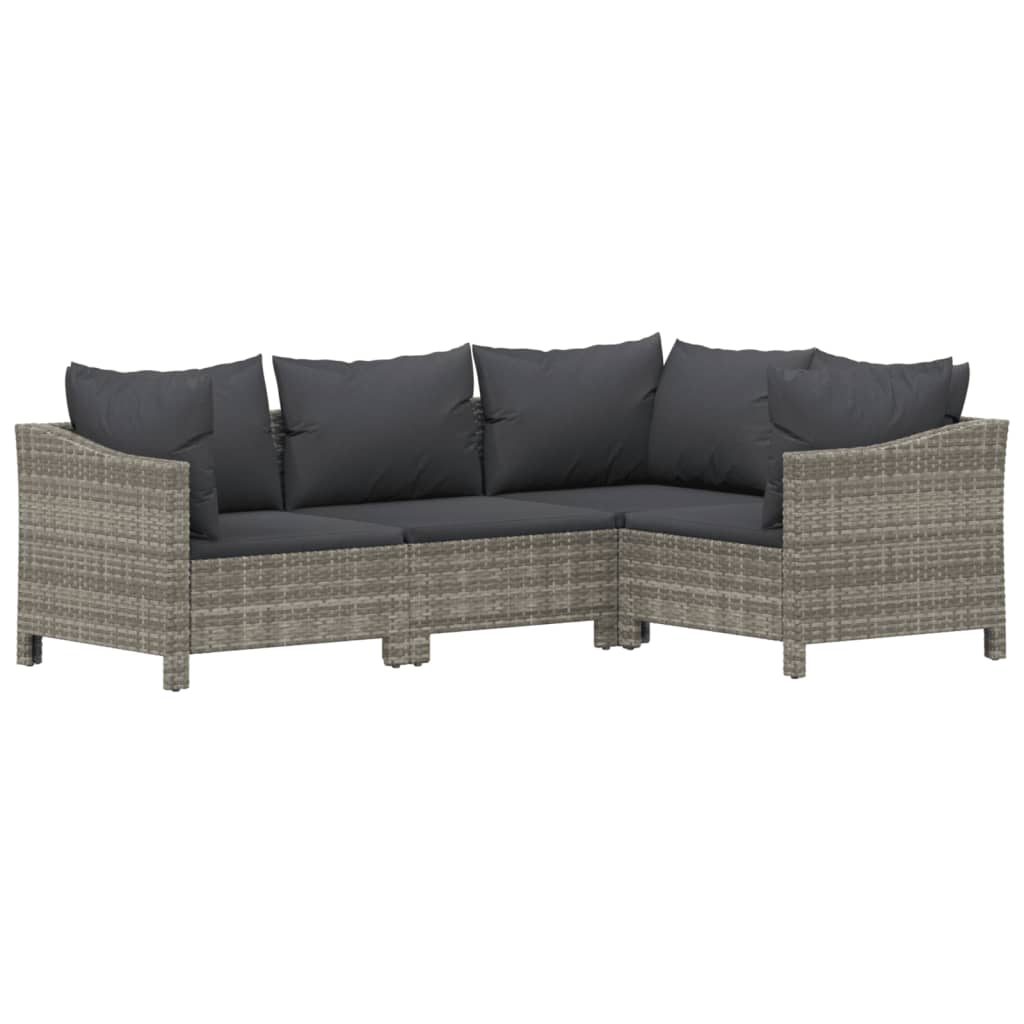 8-delige Loungeset met kussens poly rattan grijs