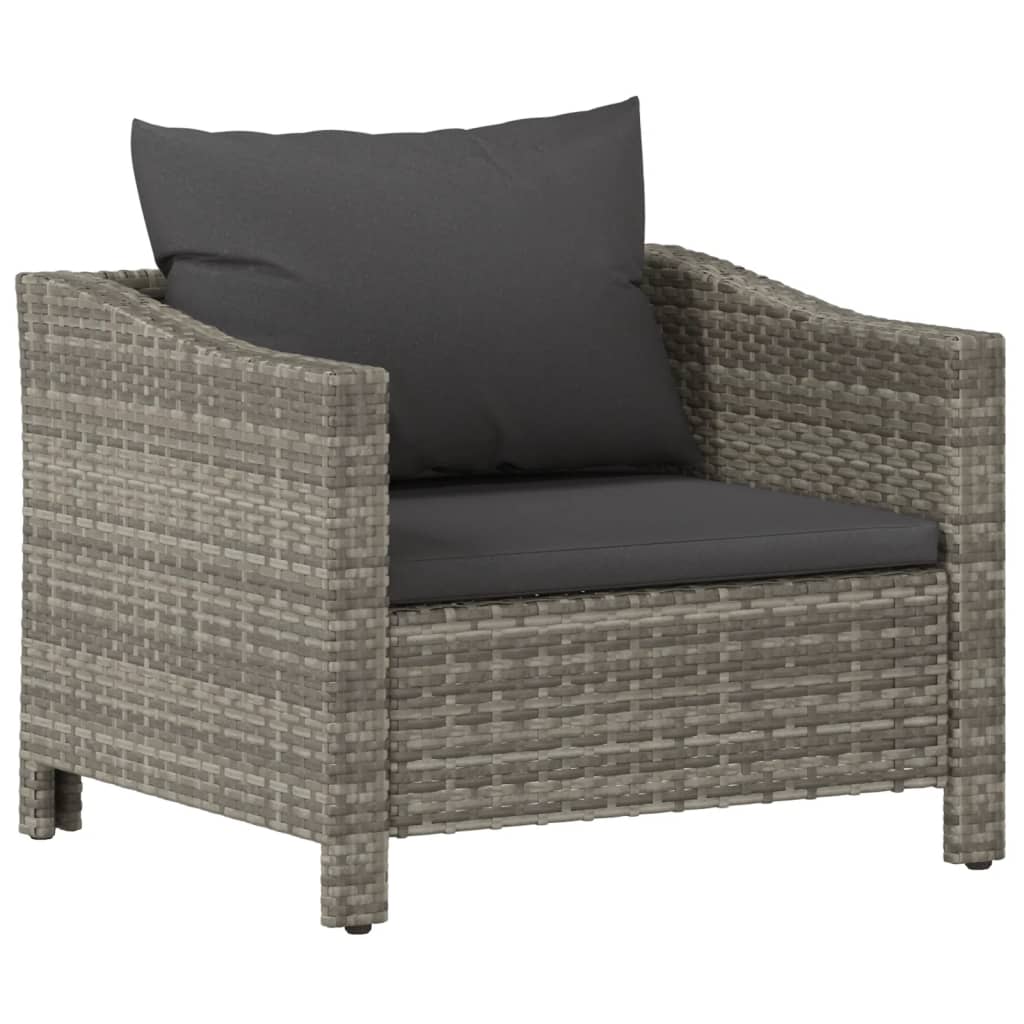 8-delige Loungeset met kussens poly rattan grijs