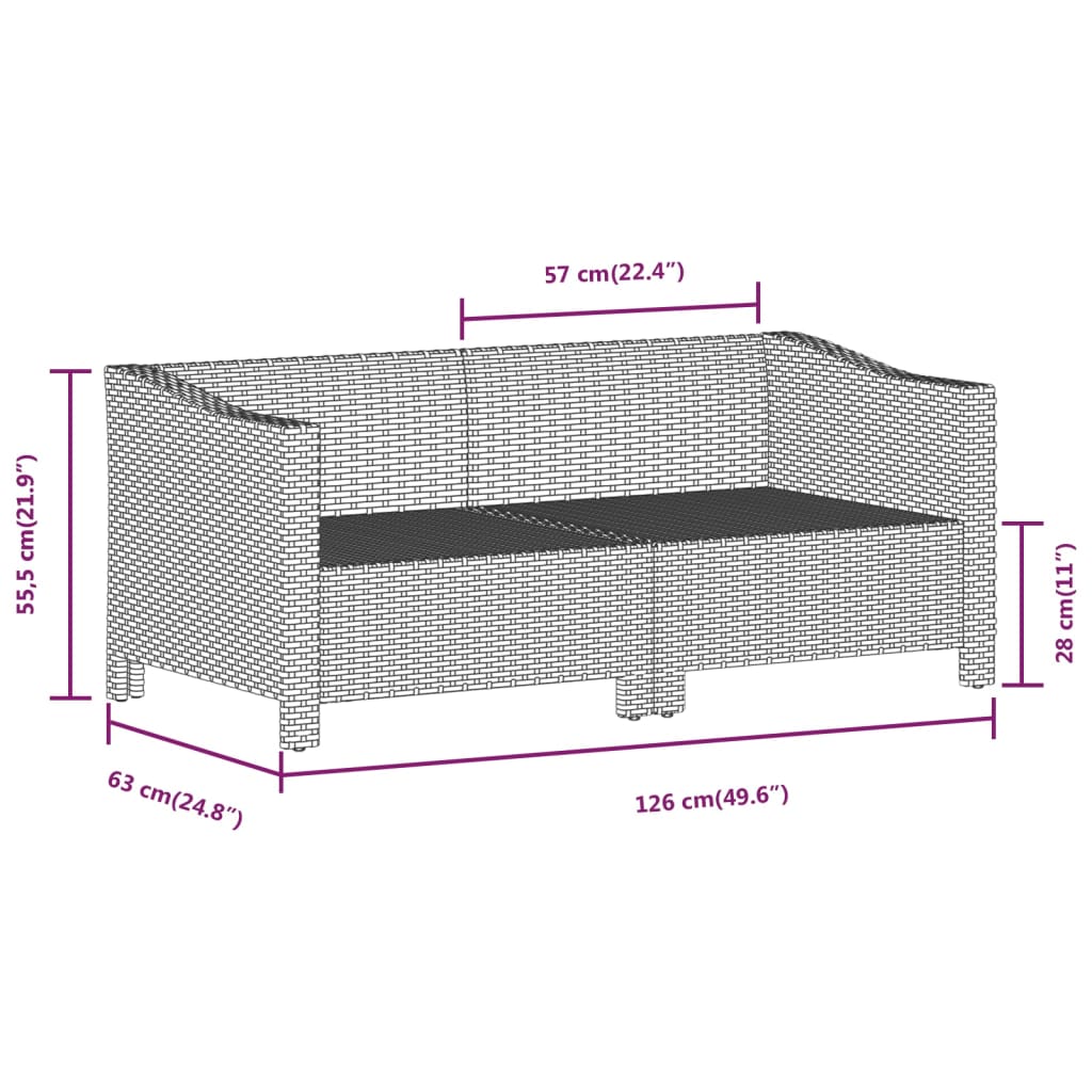 8-delige Loungeset met kussens poly rattan grijs