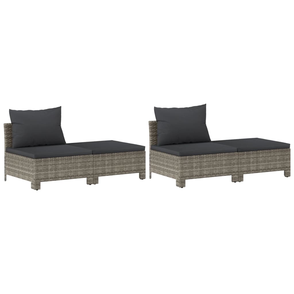 7-delige Loungeset met kussens poly rattan grijs