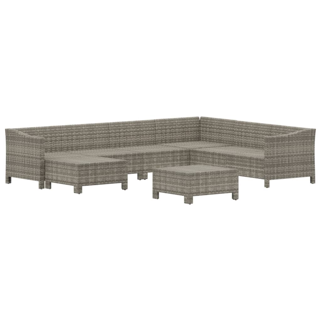 7-delige Loungeset met kussens poly rattan grijs