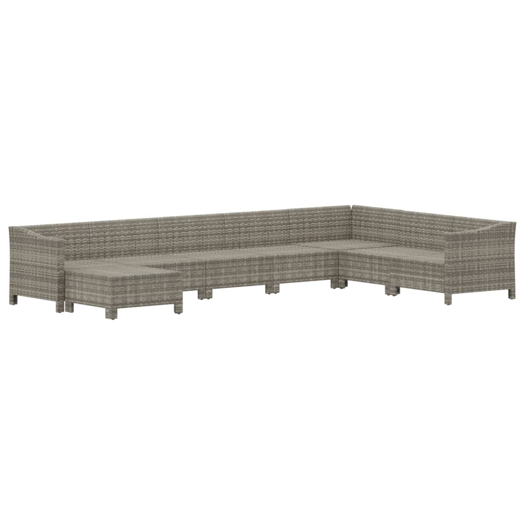 7-delige Loungeset met kussens poly rattan grijs