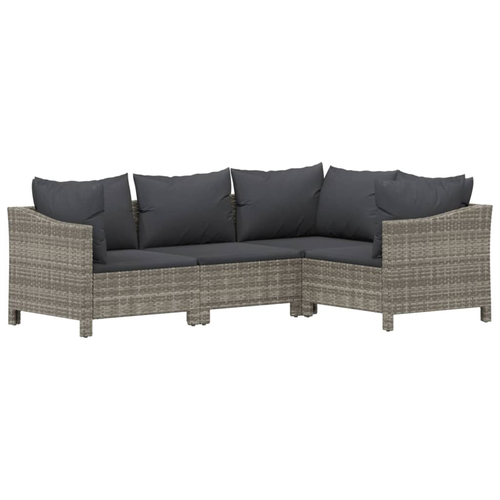 7-delige Loungeset met kussens poly rattan grijs