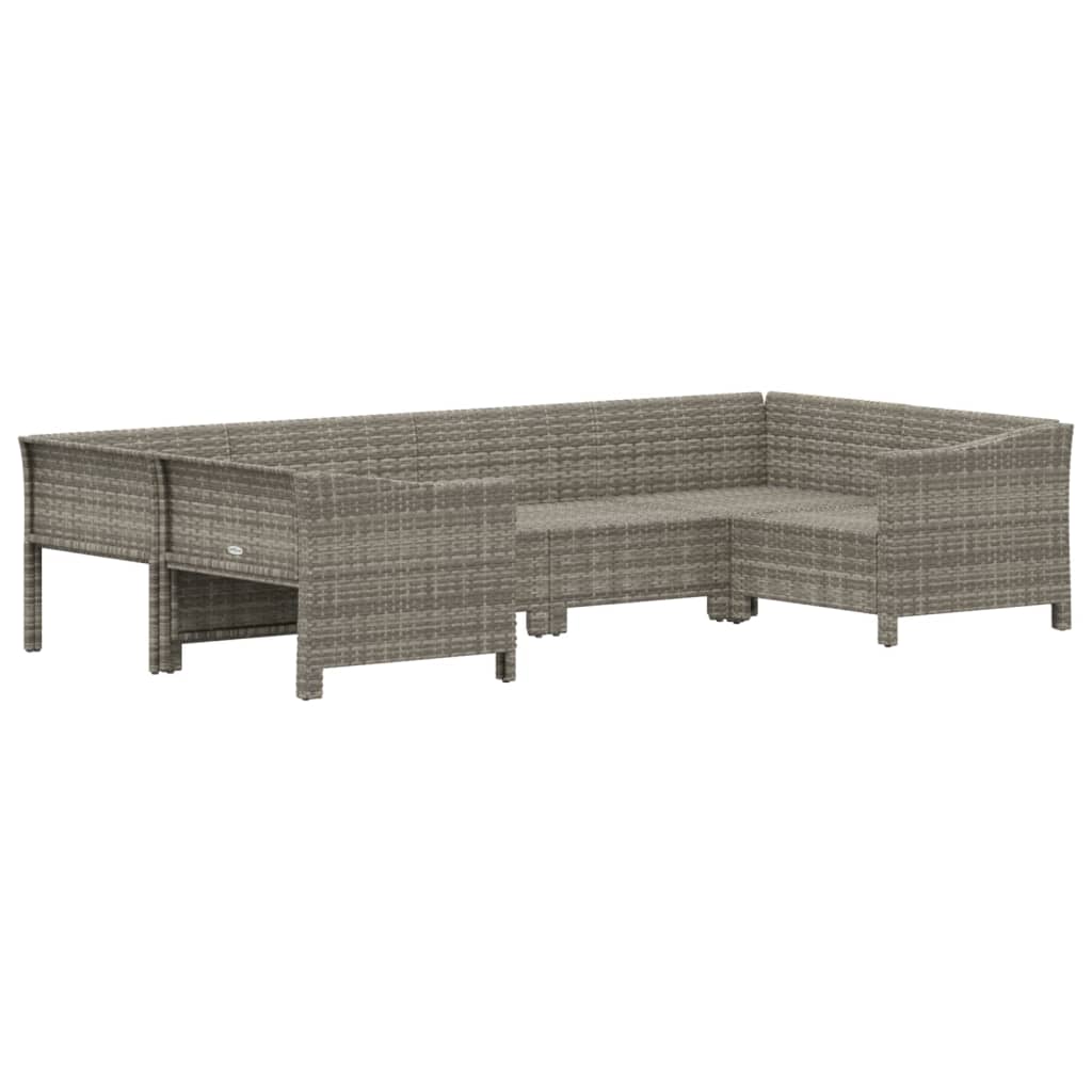 7-delige Loungeset met kussens poly rattan grijs