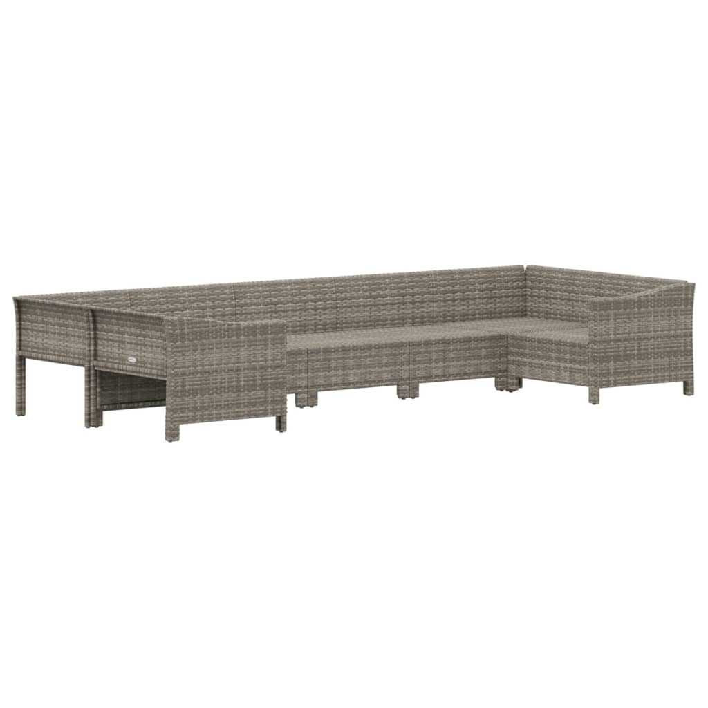 7-delige Loungeset met kussens poly rattan grijs