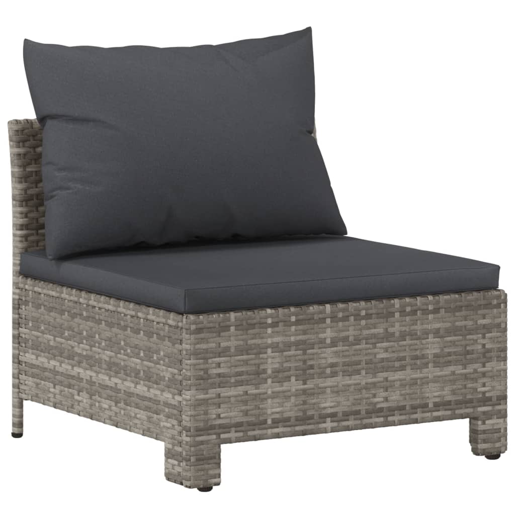 11-delige Loungeset met kussens poly rattan grijs