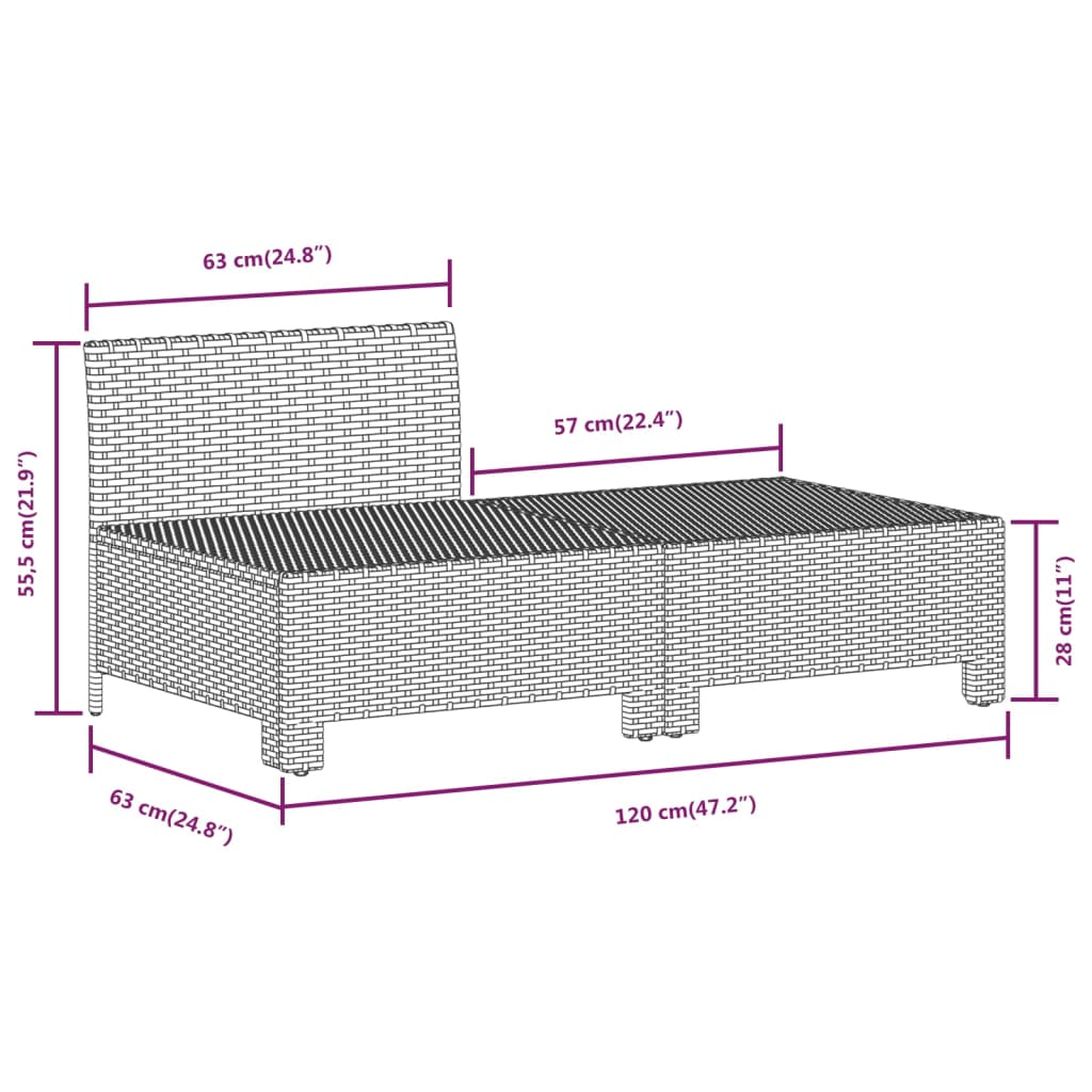 11-delige Loungeset met kussens poly rattan grijs