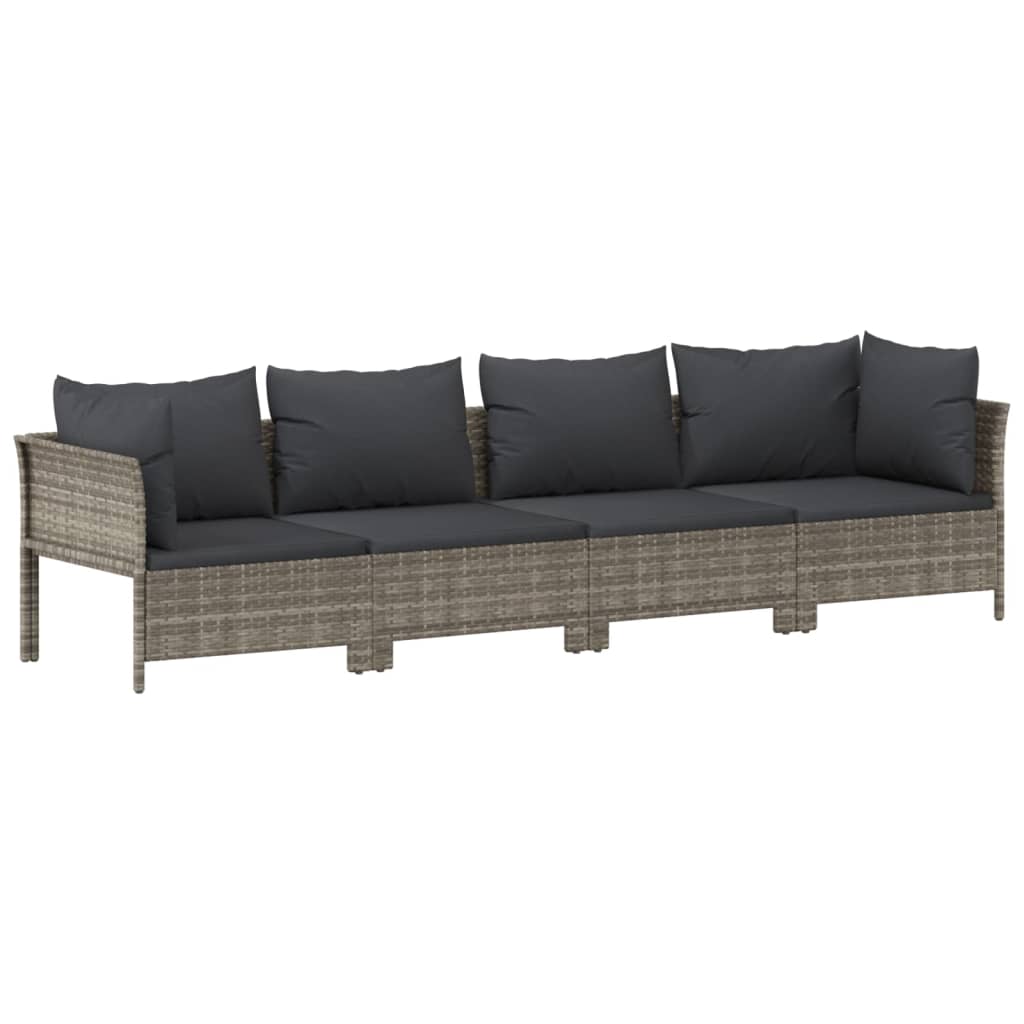 11-delige Loungeset met kussens poly rattan grijs