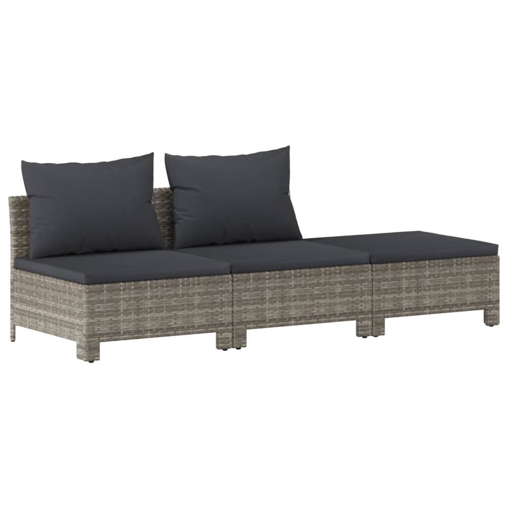 11-delige Loungeset met kussens poly rattan grijs