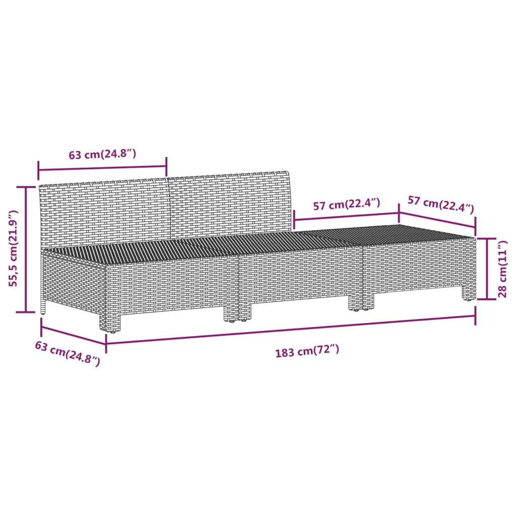 11-delige Loungeset met kussens poly rattan grijs