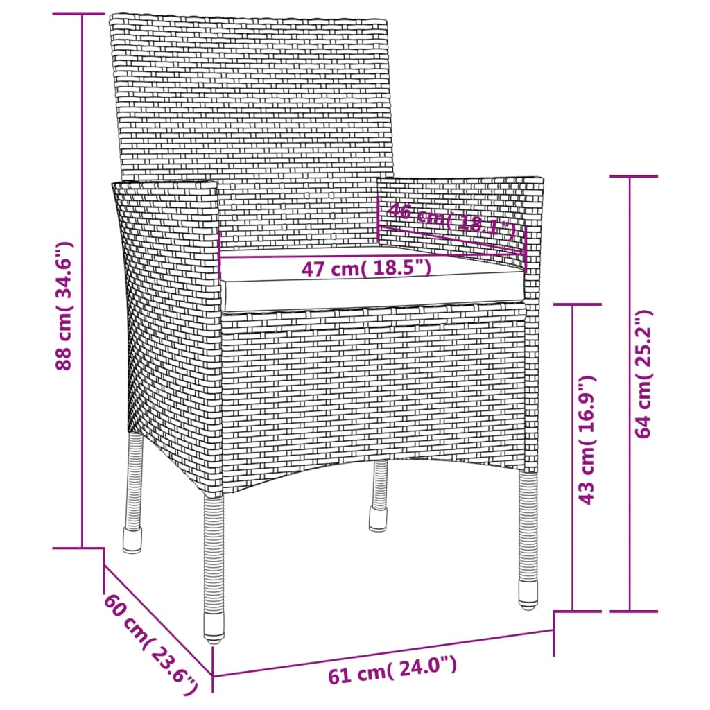 11-delige Tuinset met kussens poly rattan wit