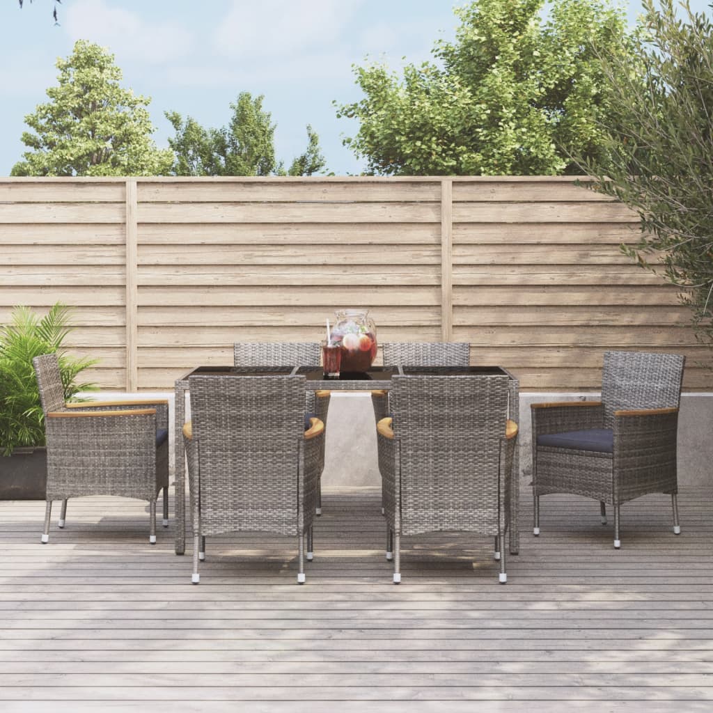 11-delige Tuinset met kussens poly rattan grijs