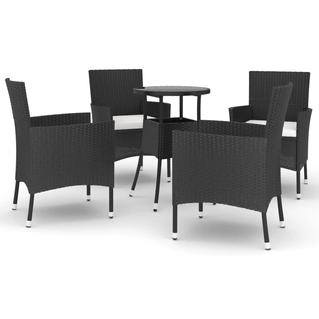 5-delige Bistroset met kussens poly rattan