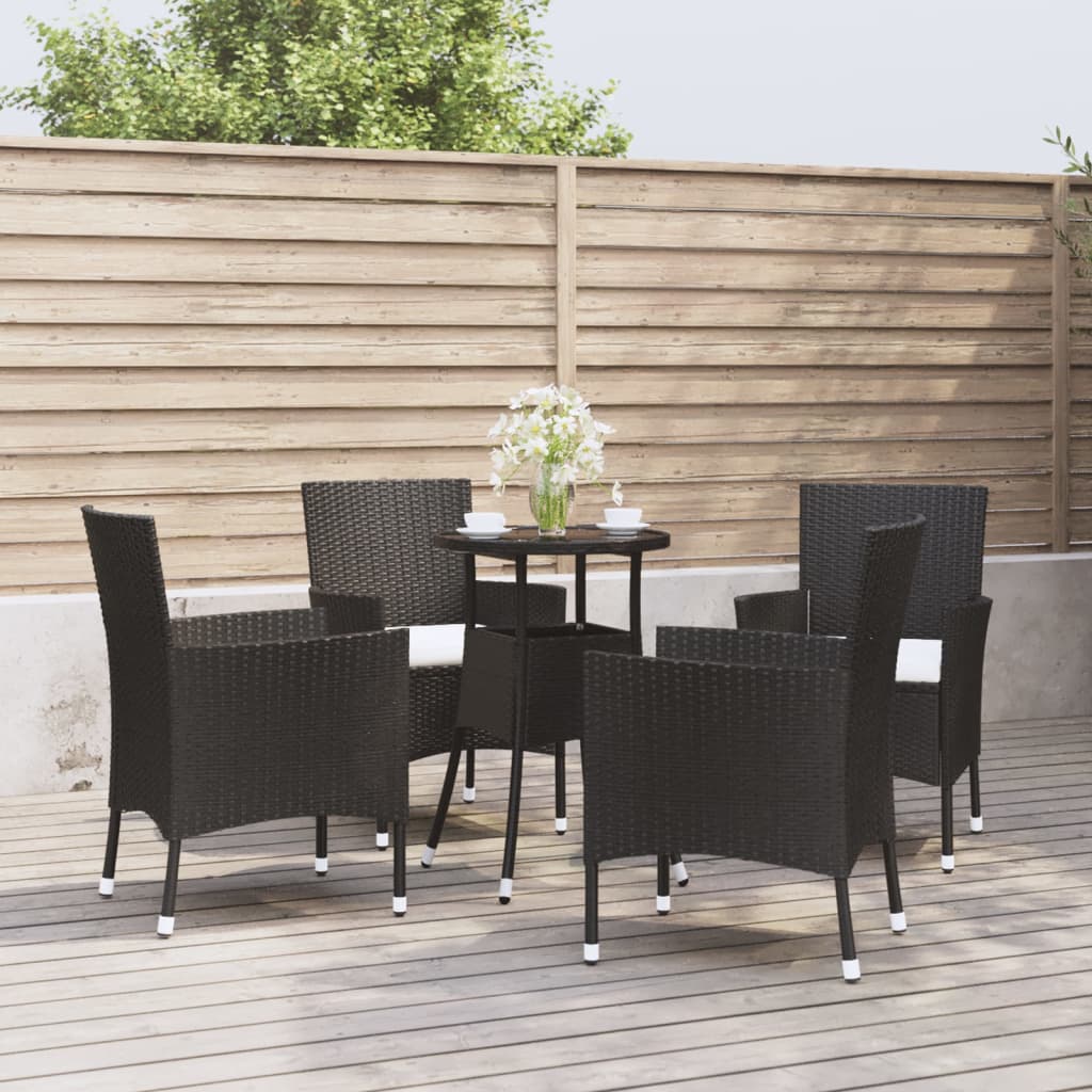 5-delige Bistroset met kussens poly rattan