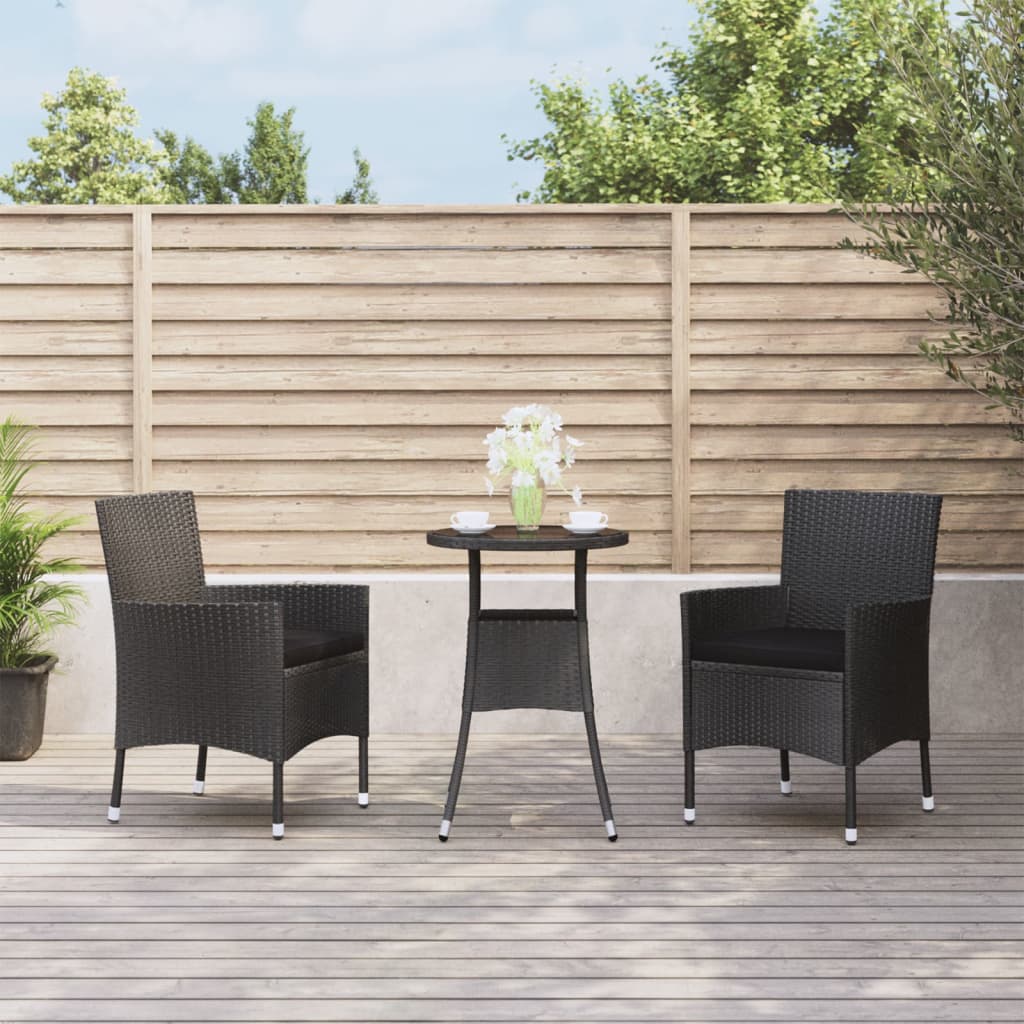 5-delige Bistroset met kussens poly rattan