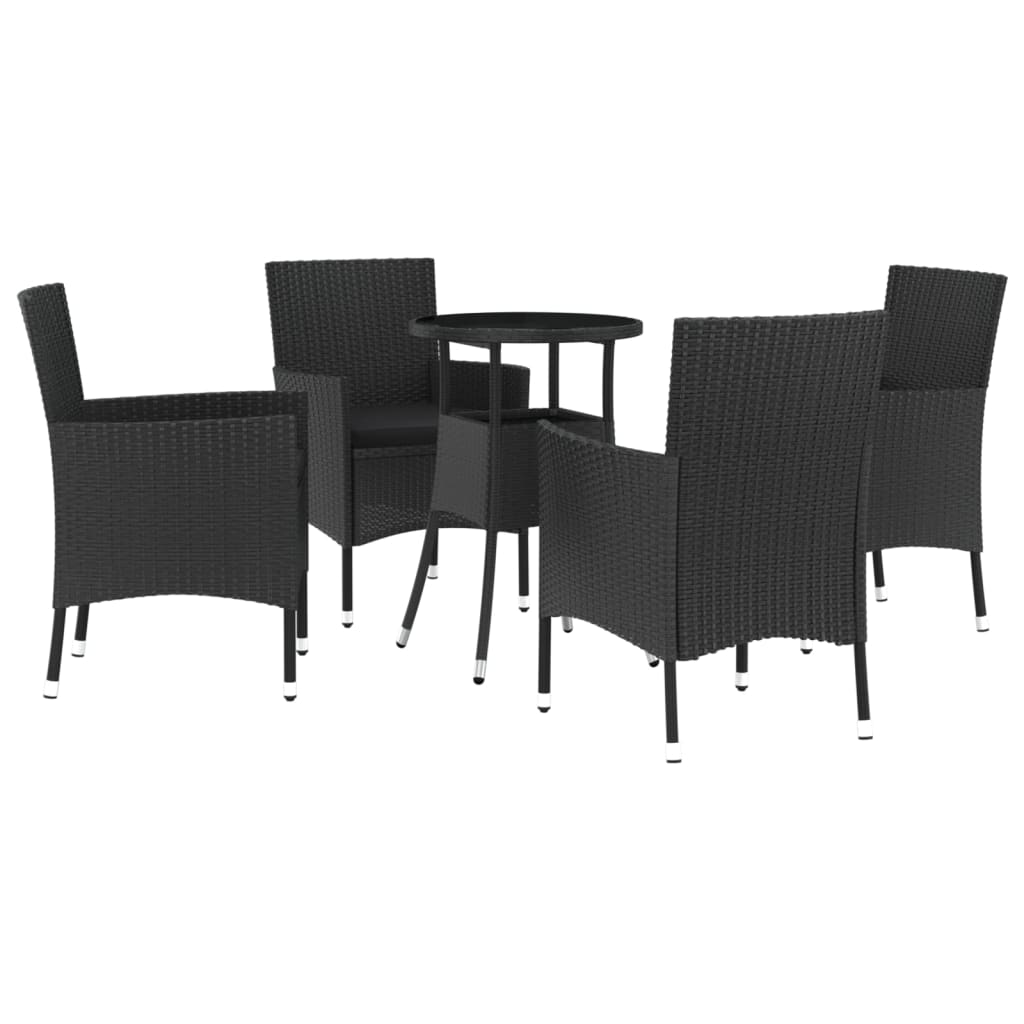 5-delige Bistroset met kussens poly rattan