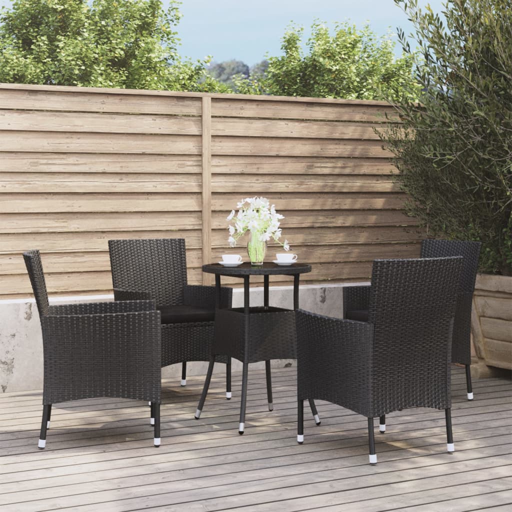 5-delige Bistroset met kussens poly rattan