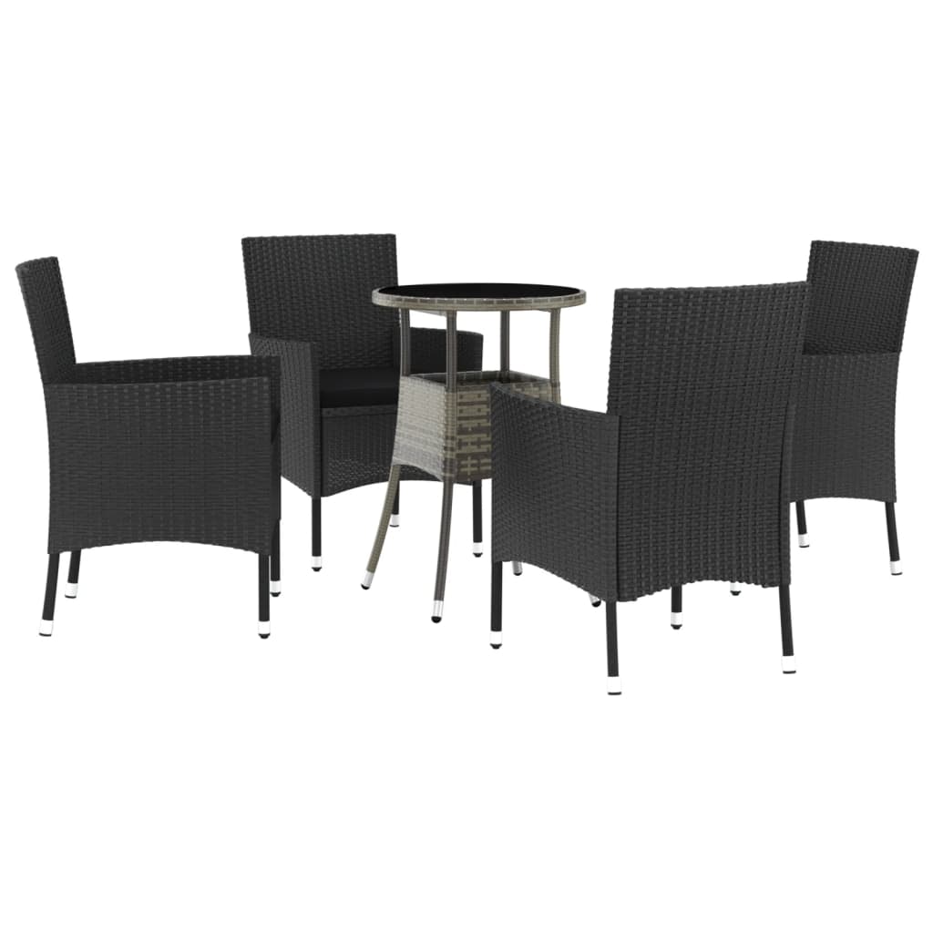 5-delige Bistroset met kussens poly rattan