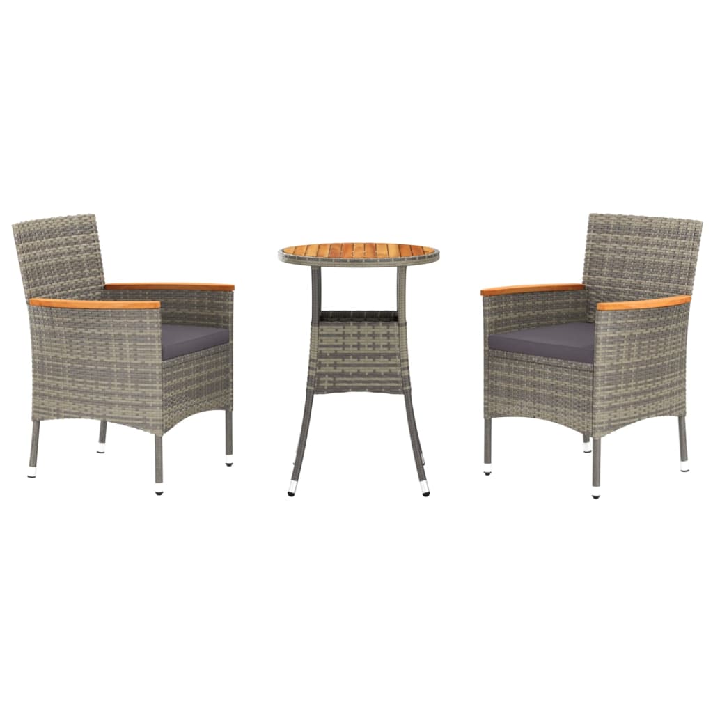 5-delige Bistroset met kussens poly rattan