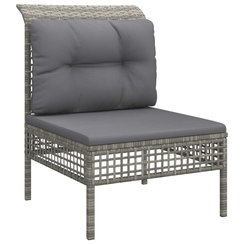 8-delige Loungeset met kussens poly rattan grijs