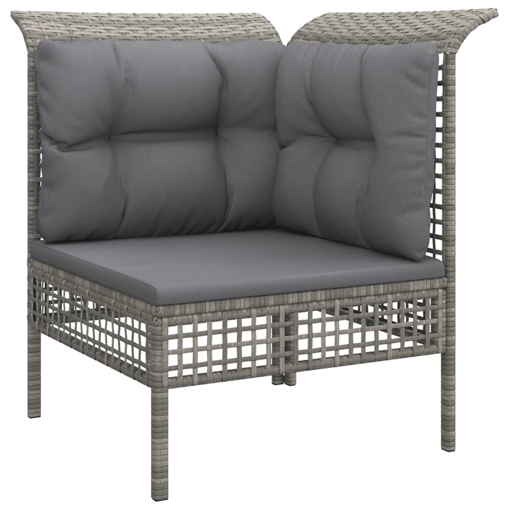 7-delige Loungeset met kussens poly rattan grijs