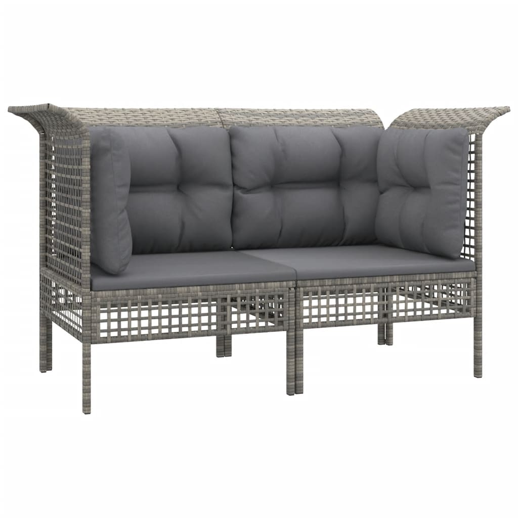 7-delige Loungeset met kussens poly rattan grijs