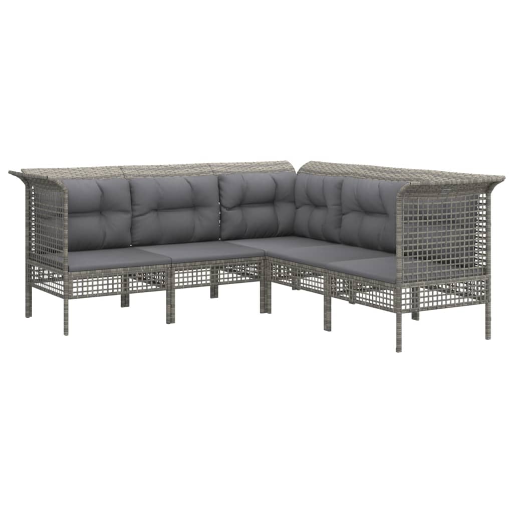 13-delige Loungeset met kussens poly rattan grijs