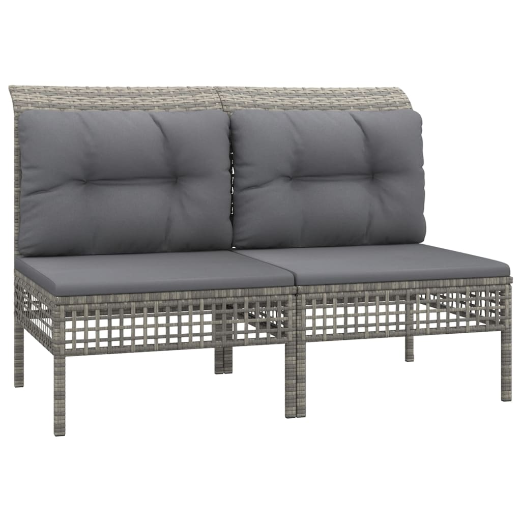 13-delige Loungeset met kussens poly rattan grijs