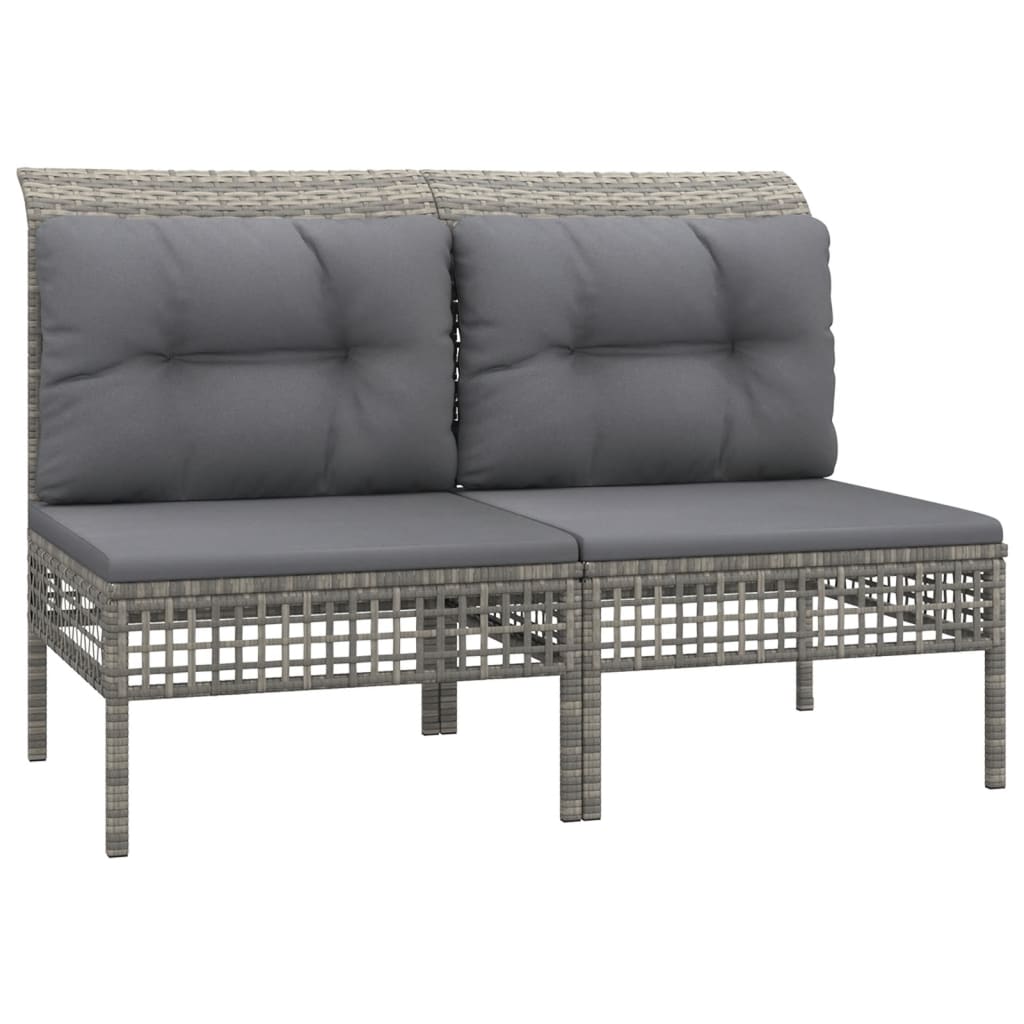 10-delige Loungeset met kussens poly rattan grijs