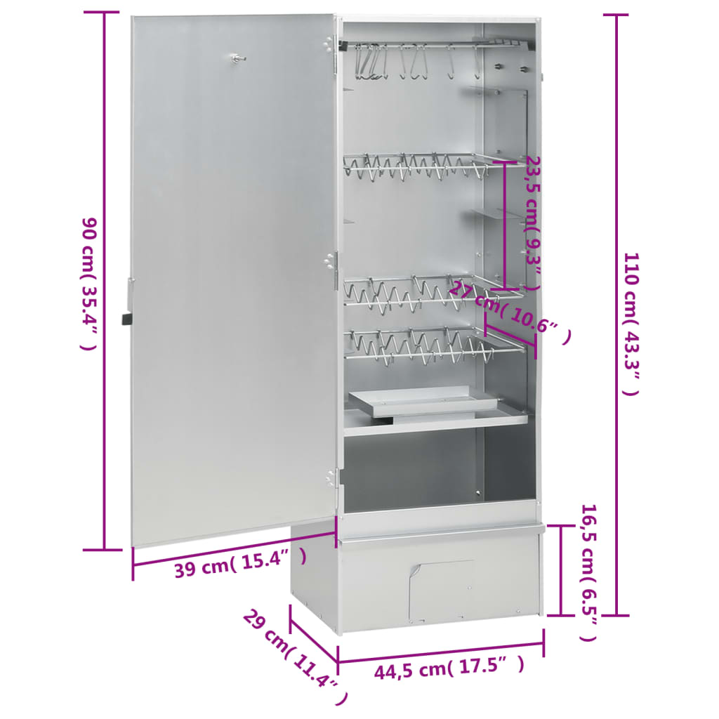 Fumoir BBQ avec 1 kg de copeaux de bois 44,5x29x83 cm