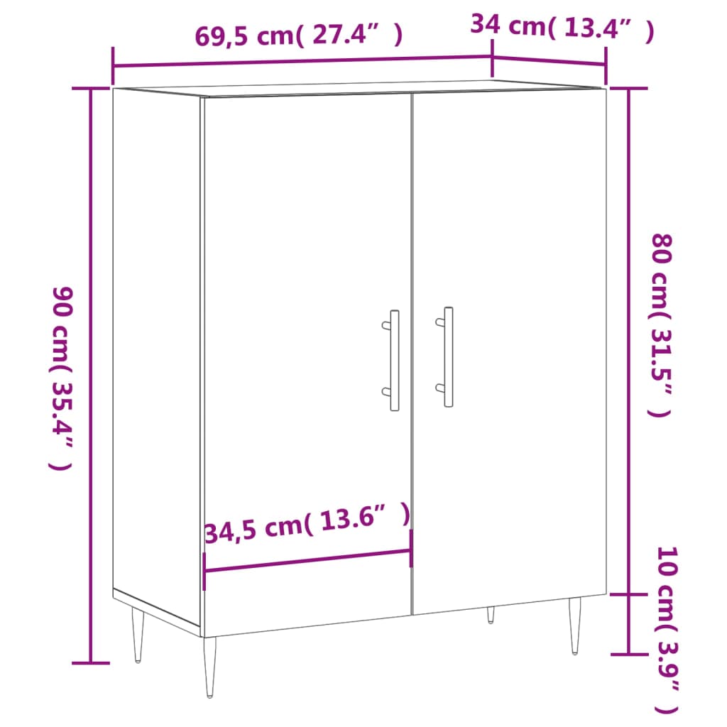 Buffet 69,5x34x90 cm en bois travaillé