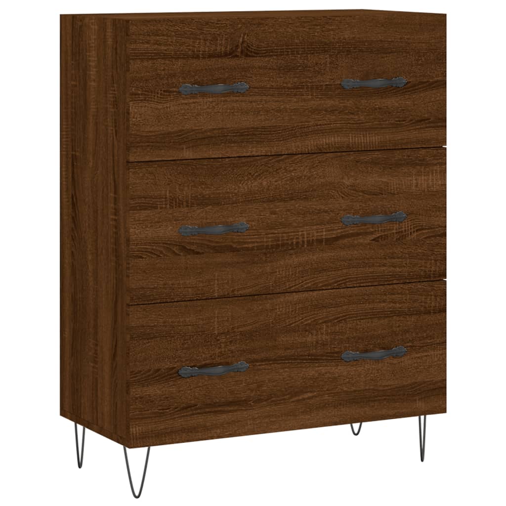 Buffet 69,5x34x90 cm en bois fini couleur chêne marron