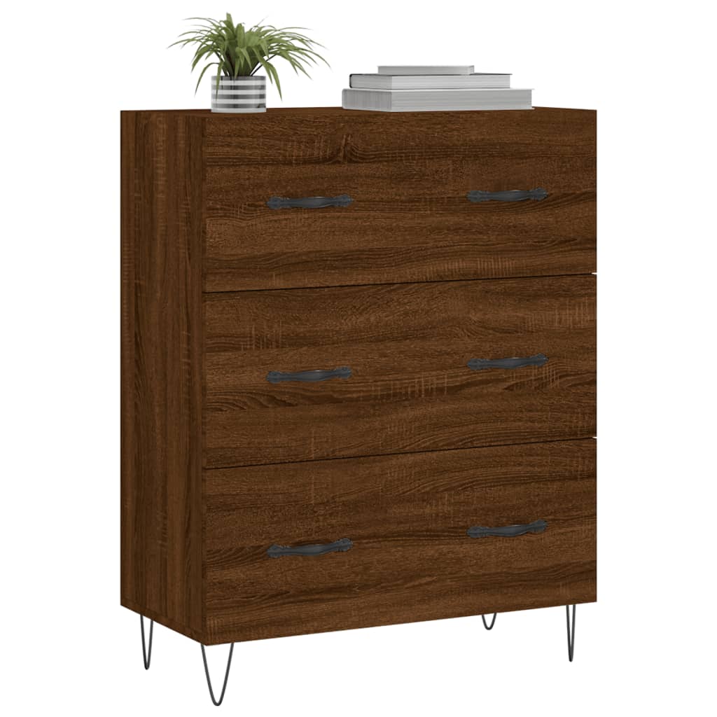 Buffet 69,5x34x90 cm en bois fini couleur chêne marron