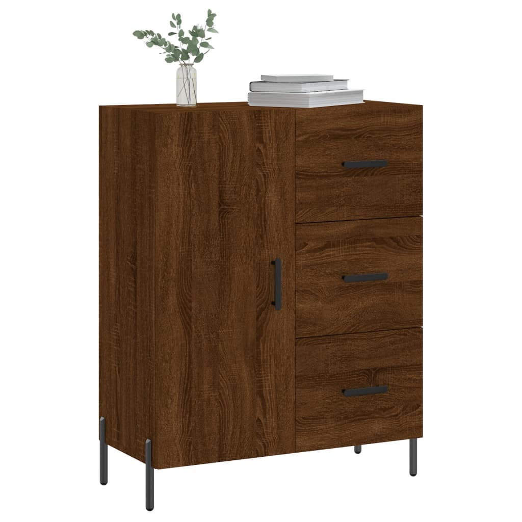 Buffet 69,5x34x90 cm en bois fini couleur chêne marron