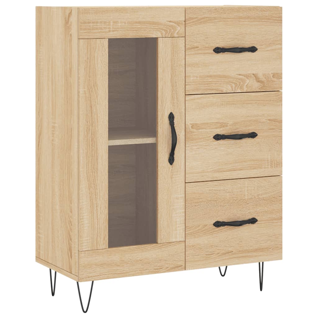 Dressoir 69,5x34x90 cm bewerkt hout bruin eikenkleur