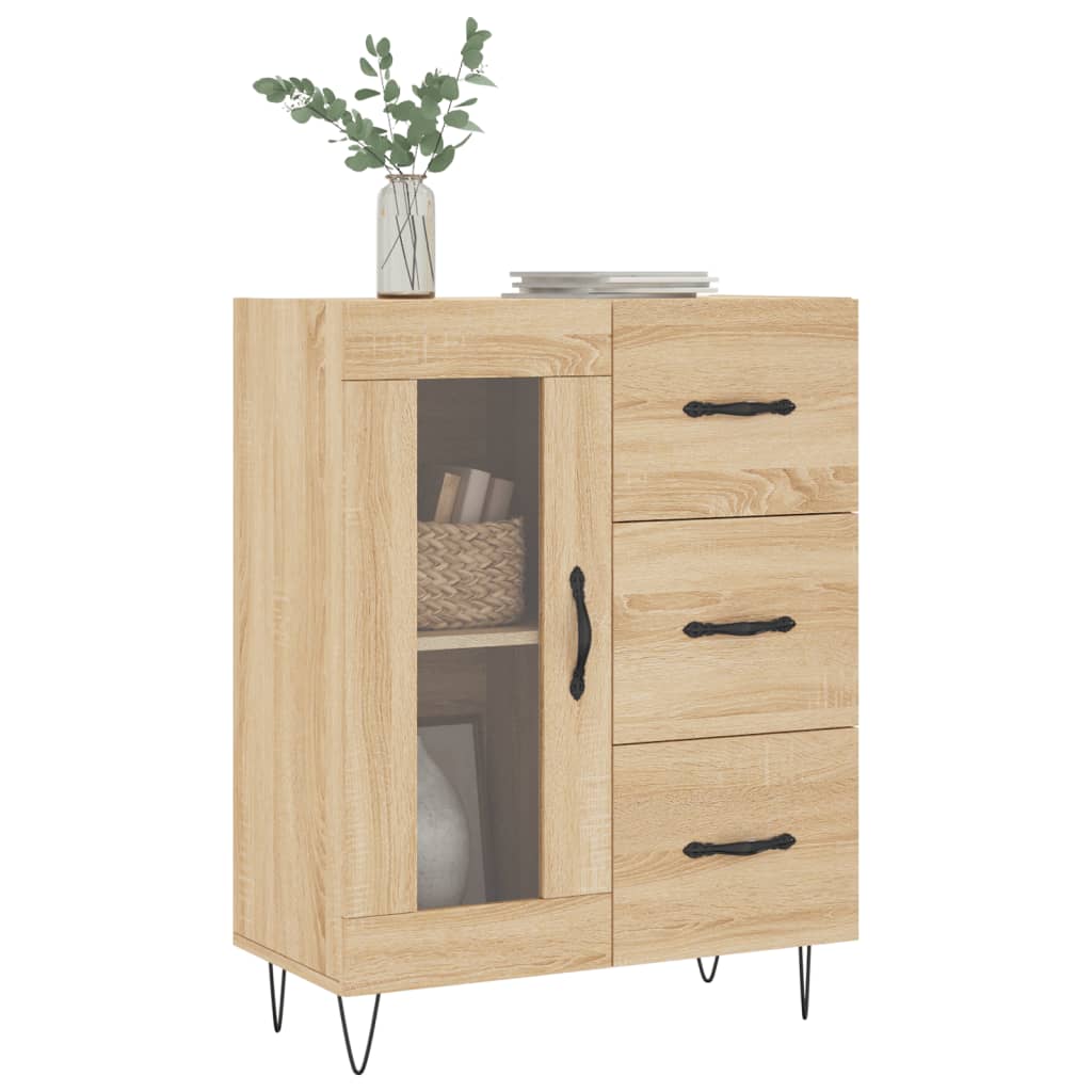 Dressoir 69,5x34x90 cm bewerkt hout bruin eikenkleur