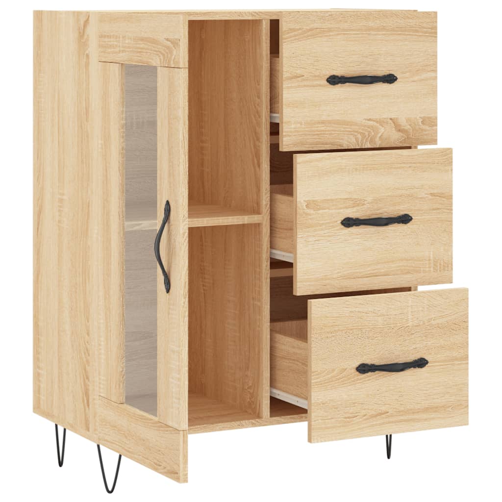 Dressoir 69,5x34x90 cm bewerkt hout bruin eikenkleur