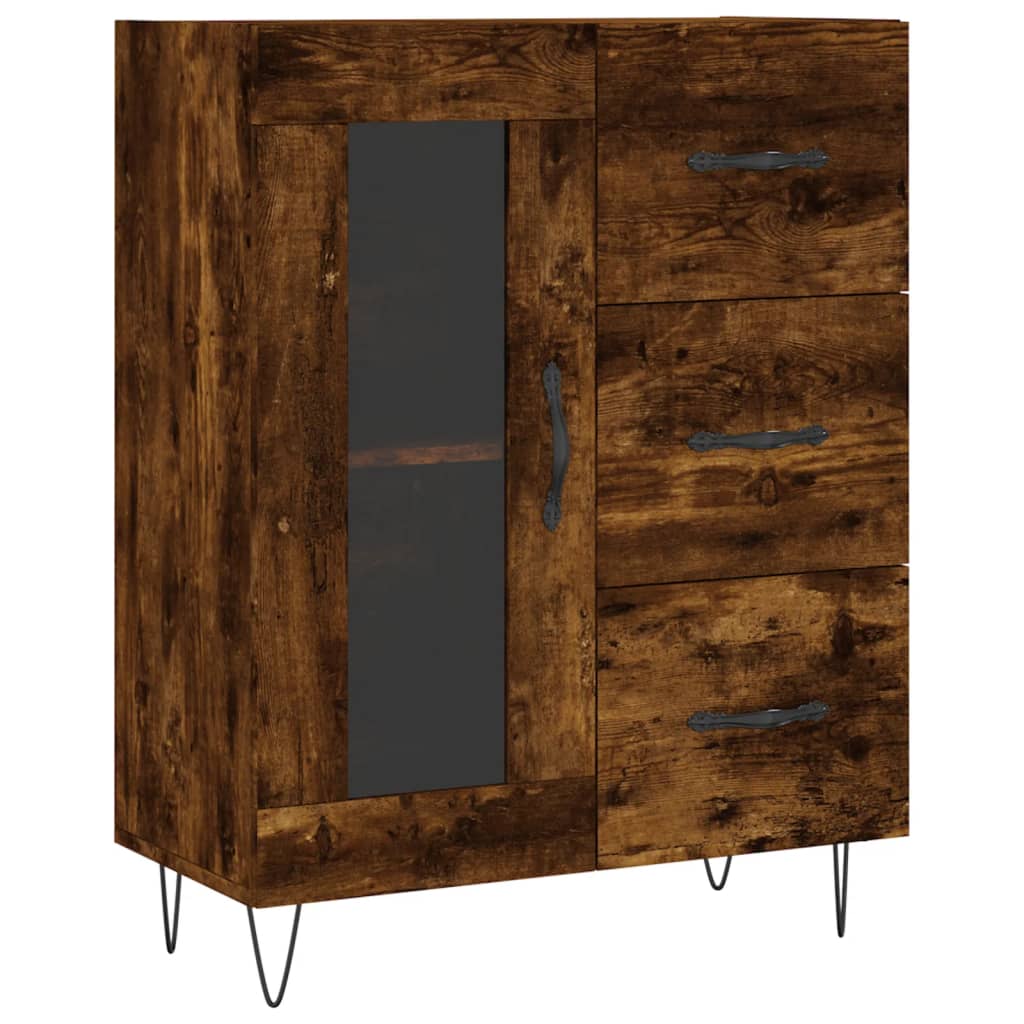 Buffet 69,5x34x90 cm en bois fini couleur chêne marron