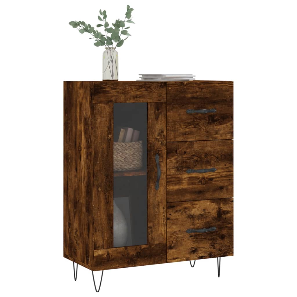 Buffet 69,5x34x90 cm en bois fini couleur chêne marron