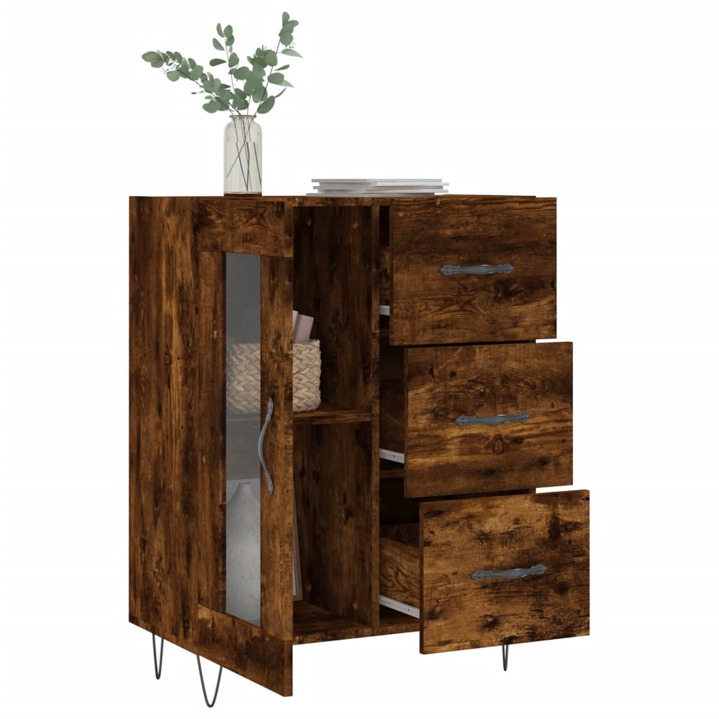 Buffet 69,5x34x90 cm en bois fini couleur chêne marron