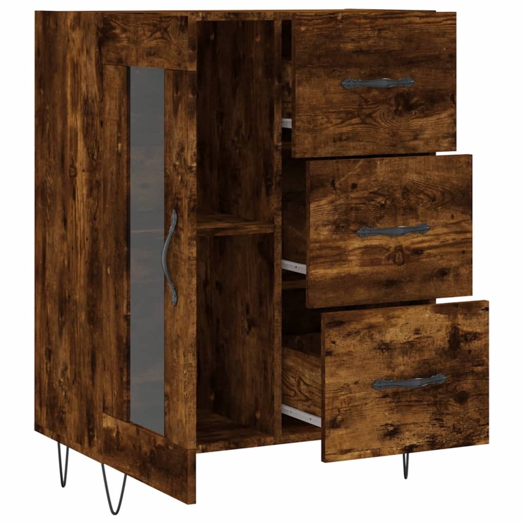 Buffet 69,5x34x90 cm en bois fini couleur chêne marron